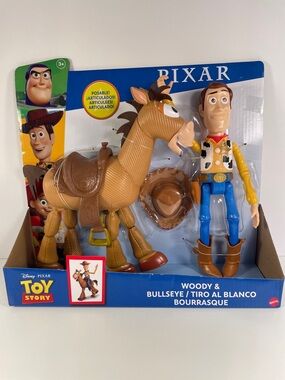 Pixar Toy Story Woody & Bullseye Figure Set - Crease in Cardboard Packaging
